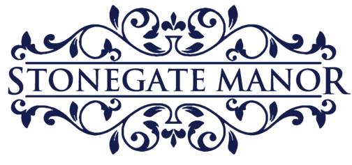 Stonegate Manor & Gardens Blue Transparent Logo