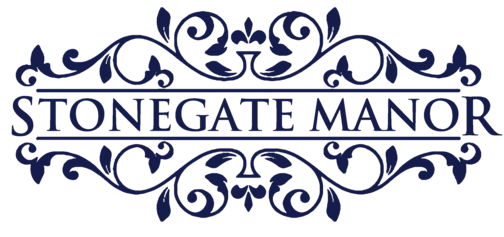 Stonegate Manor & Gardens Blue Transparent Logo